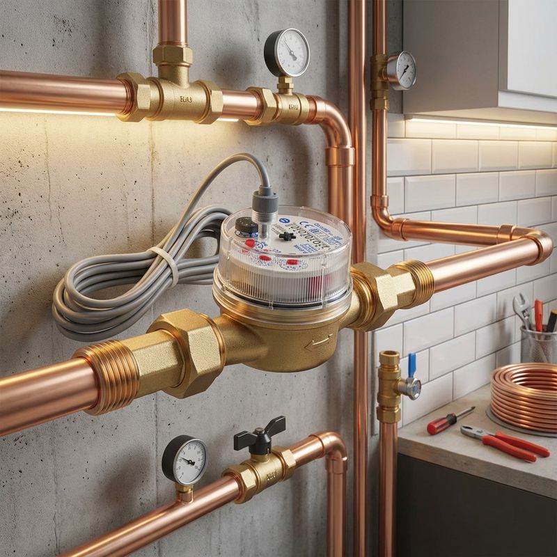 Water meter with its pulse output cable